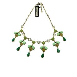 Ann Taylor NWT Green & Gold Tone Bib Necklace